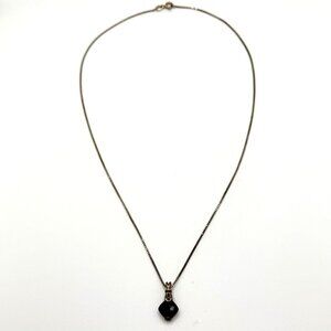 925 Sterling Silver & 18K Gold Necklace With Faceted Black Onyx Pendant